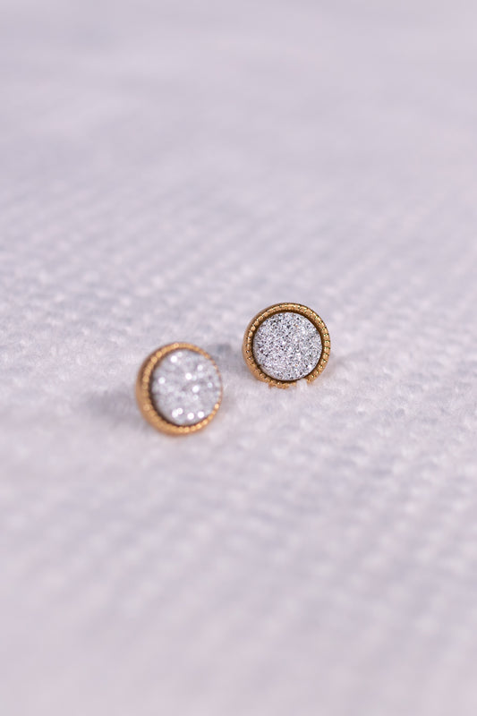 Druzy Stud Silver Earrings