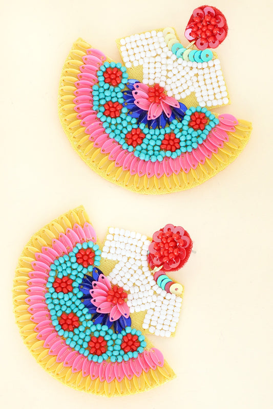 Traditional Folklore Dress Beaded Earrings